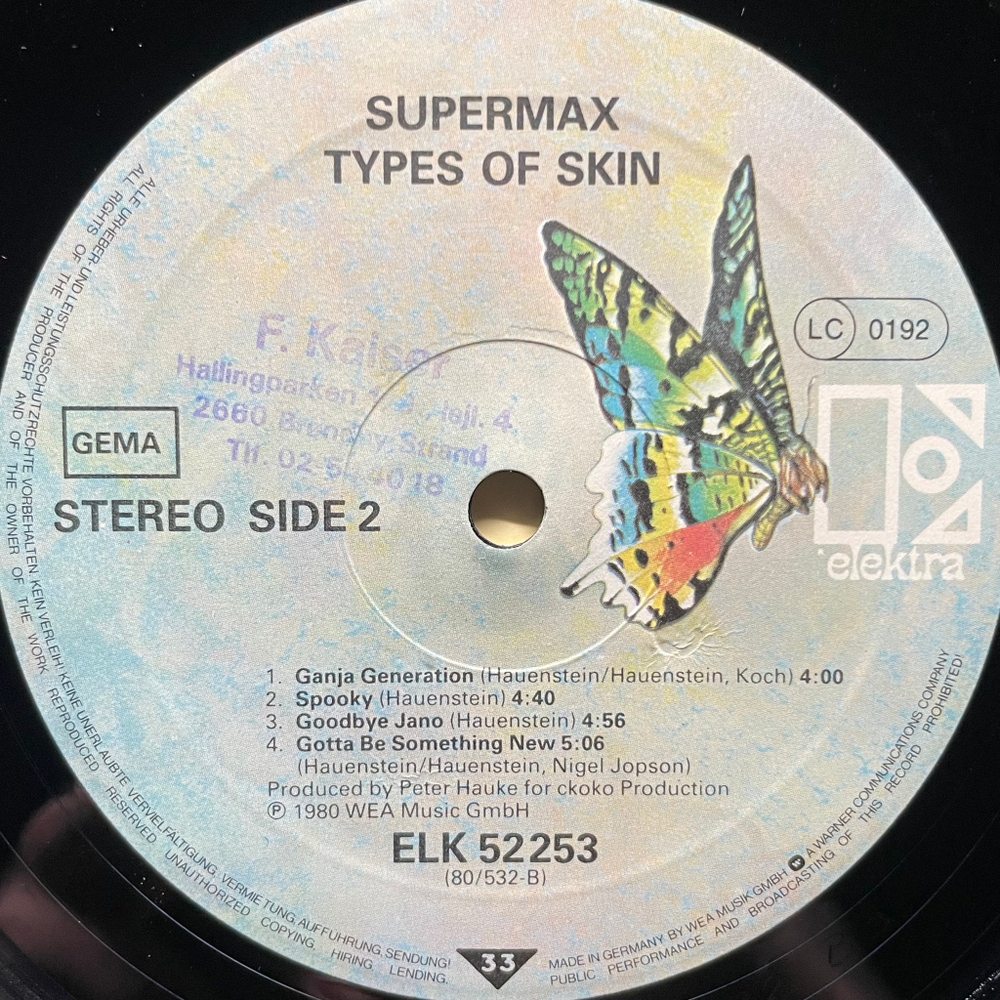 Supermax - Types Of Skin (Германия 1980г.)