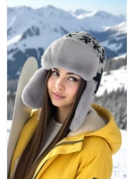шапка зимняя ушанка вязаная с мехом