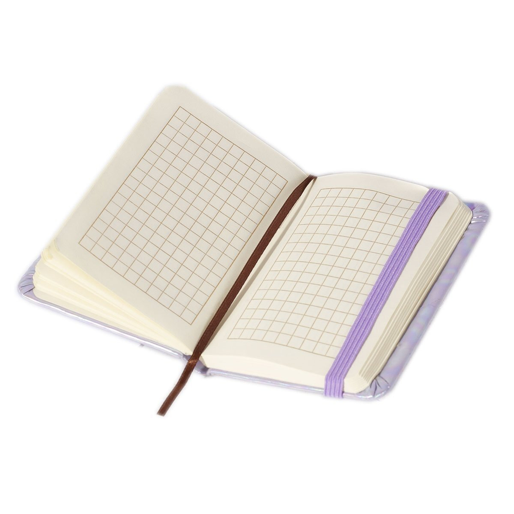 Записная книжка, А7, Alingar, 7БЦ, ПВХ (голография), на резинке, клетка, 96 л., "Хамелеон", сиреневый