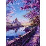 Алмазная мозаика в рулоне 30*40см полная выкладка «DIAMOND», Сирень