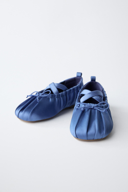 ZARA АТЛАСНЫЕ БАЛЕТКИ, СИНИЙ