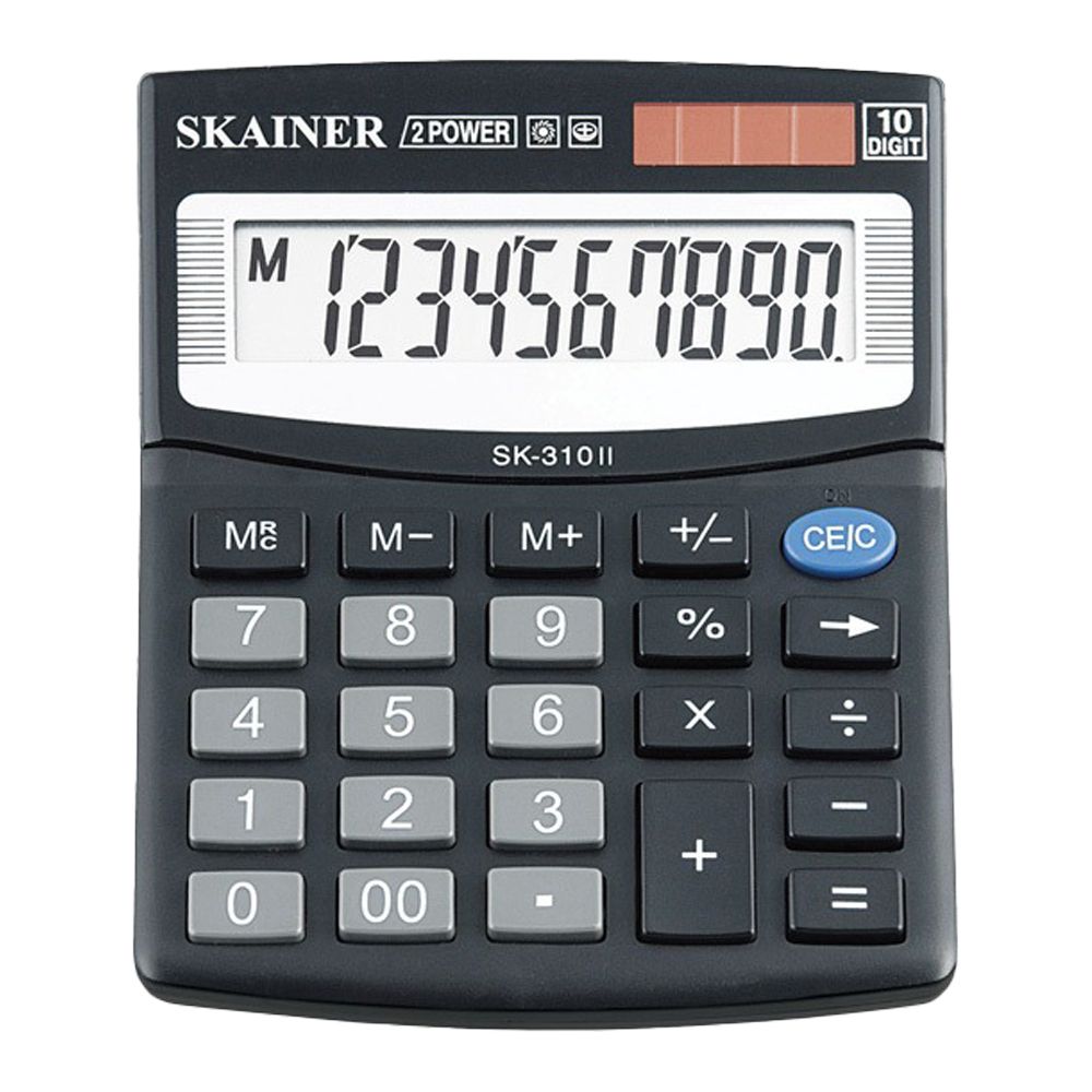 Калькулятор настольный SKAINER 10 Bit, LCD, 12.4*10*3.2 см, чёрный Калькулятор настольный SKAINER 10 Bit, LCD, 12.4*10*3.2 см, чёрный