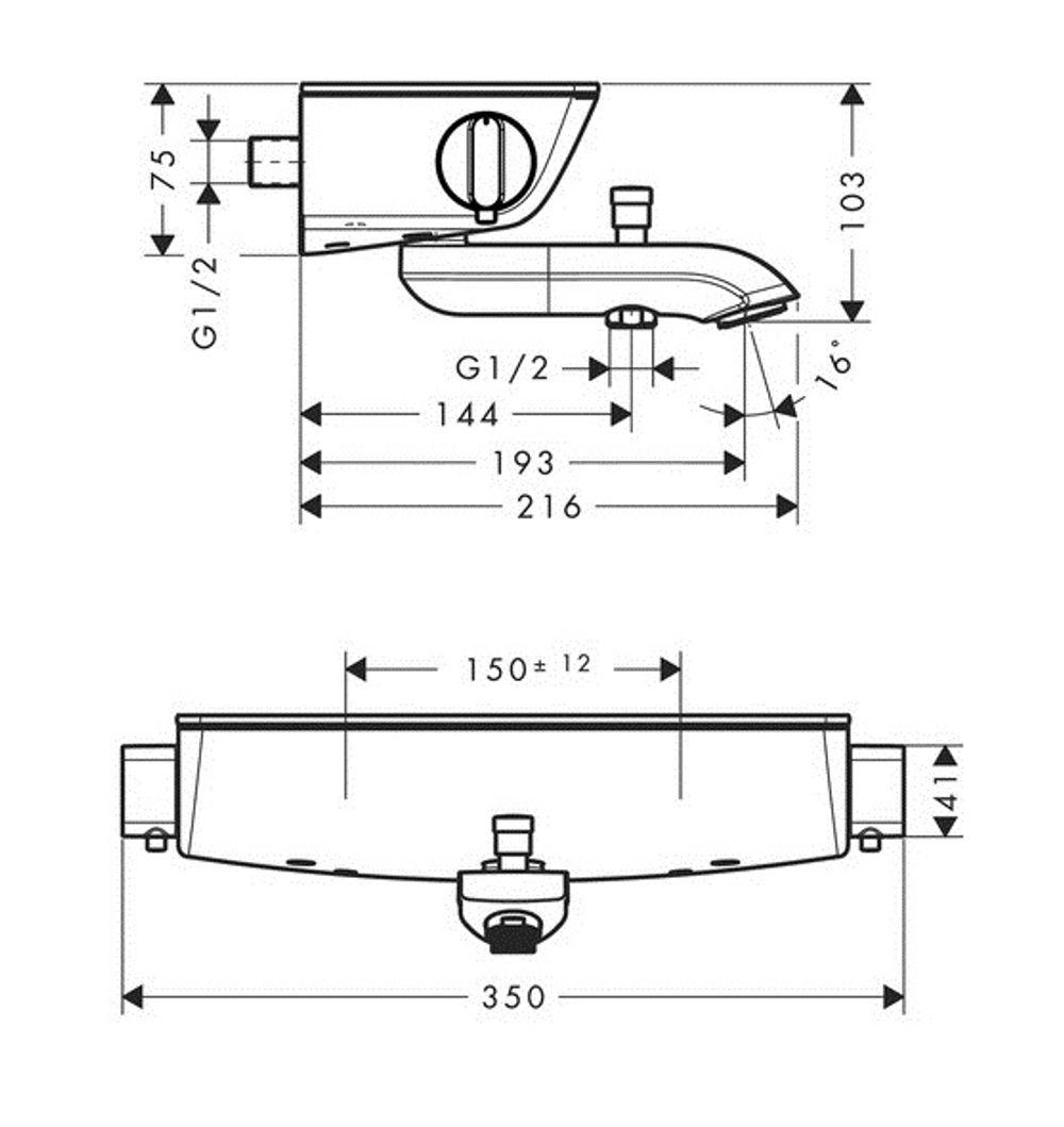Термостат 13141400 Ecostat Select для ванны Ecostat Select, ВМ, ½'