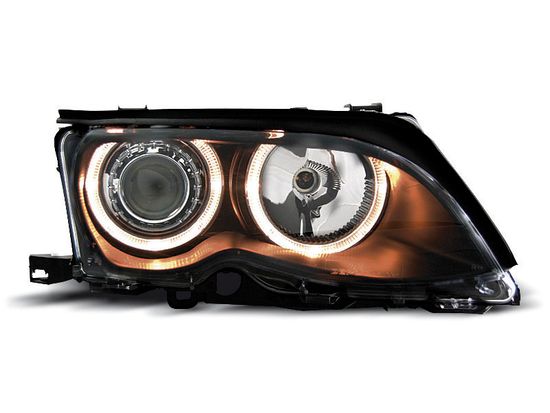 Передние фары angel eyes black для Bmw 3 E46 sedan (01-05)