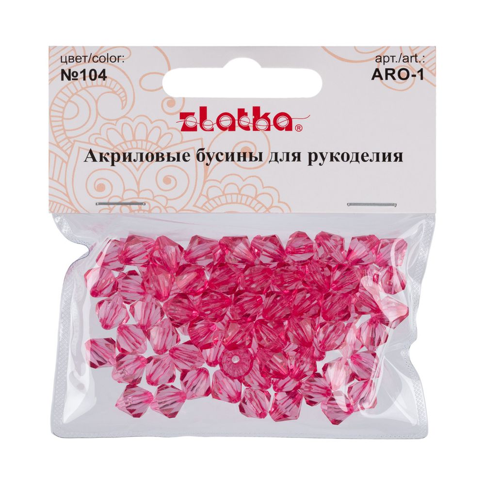 Бусины акрил 9х10 мм, 25 г (80±3 шт), 104 светло-розовый, Zlatka ARO-1