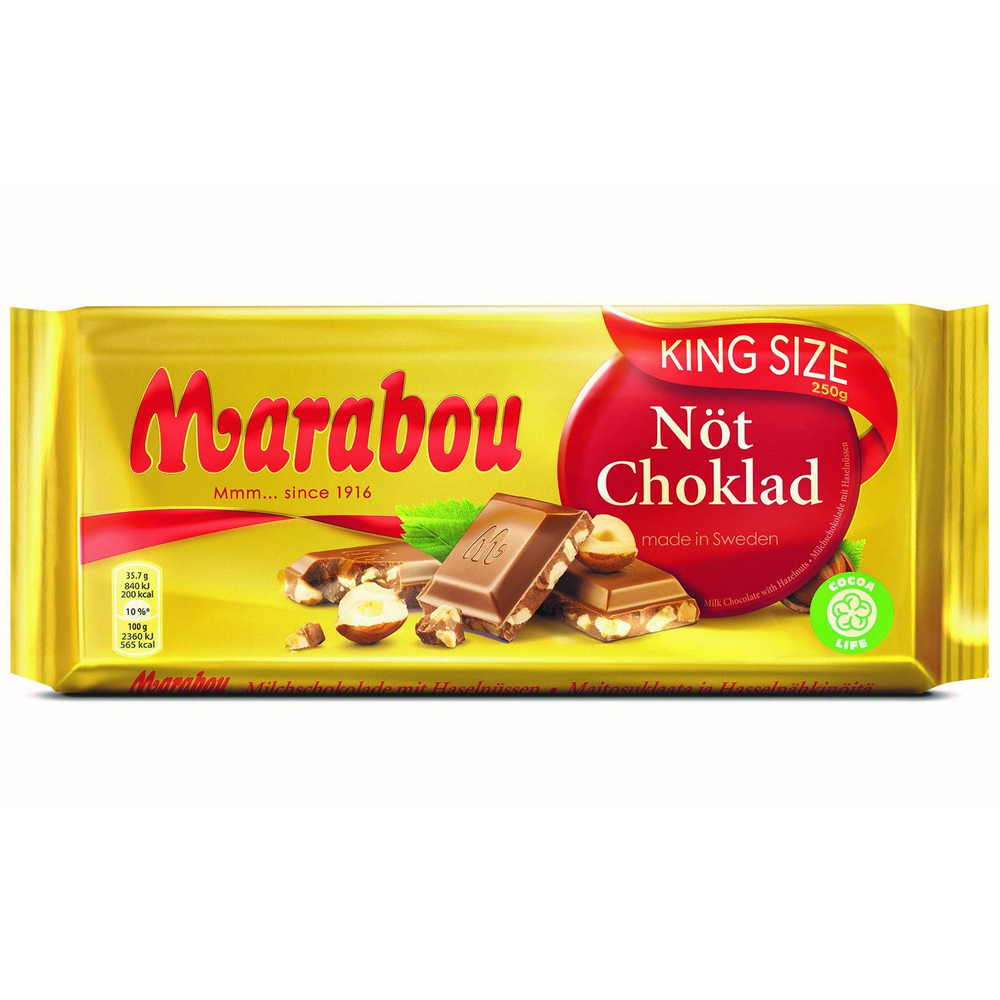 Шоколад Marabou king-size с дроблённым фундуком 250 г (из Финляндии)