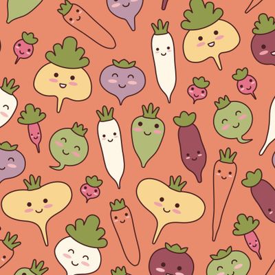 Buy fabric vegetables turnip carrot radish orange