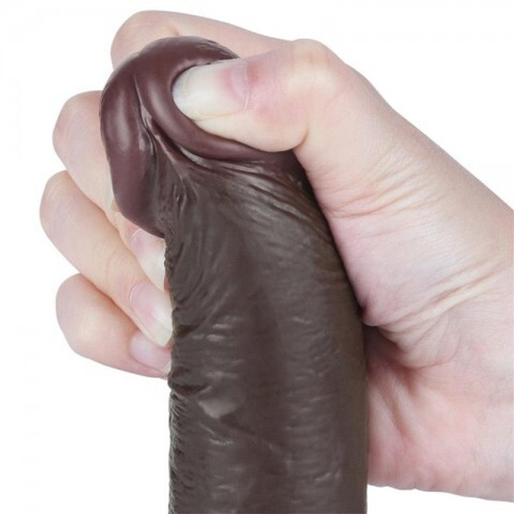 Реалистичный фаллоимитатор Lovetoy Sliding Skin (19,5×3,7 см) черный с двойной плотностью
