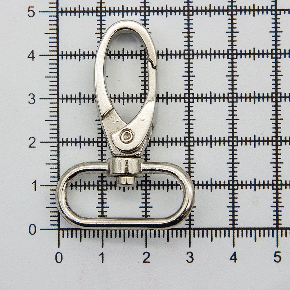 Карабин металл 25.0 мм (48х32 мм), цв.никель, 20 шт
