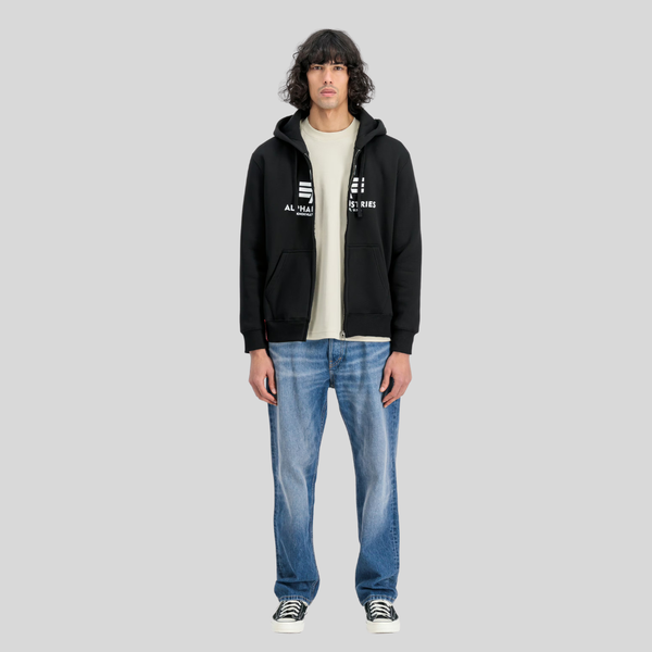 Толстовка Alpha Industries Basic Big Logo Zip Hoodie Black (Черная)