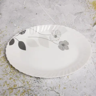 Блюдо сервировочное «Grey flowers» 34*26см стеклокерамика