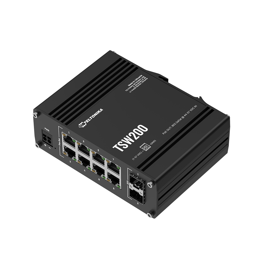 Сетевой шлюз Teltonika (КОММУТАТОР) TSW200 POE+ SWITCH 8 GBE, 2SFP,2 SFP PORTS