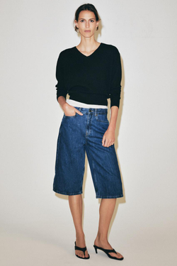 ZARA ДЖИНСОВЫЕ ШОРТЫ СО СРЕДНЕЙ ПОСАДКОЙ — ZW COLLECTION, ВЫЦВЕТШИЙ СИНИЙ