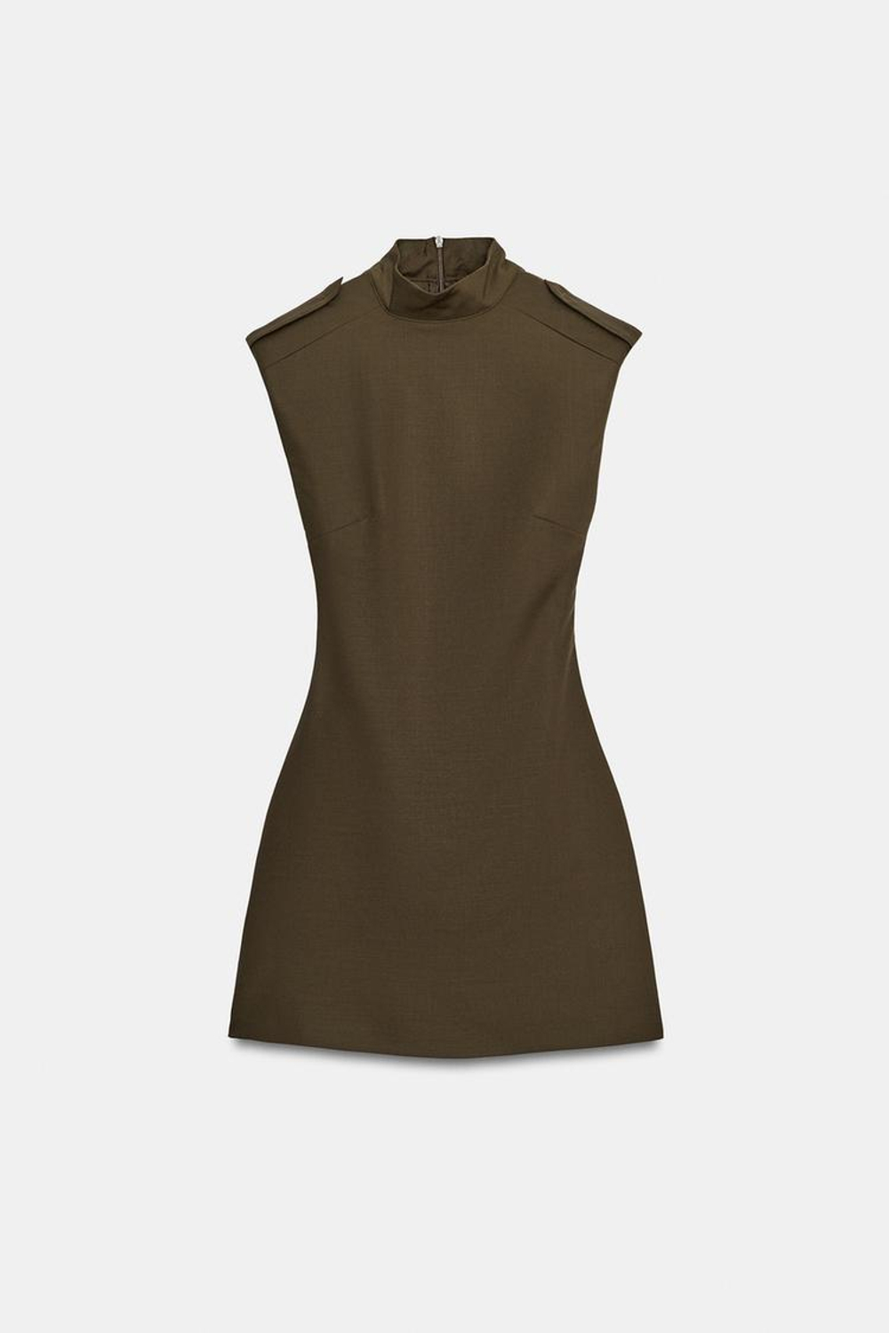 ZARA КОРОТКИЙ КОМБИНЕЗОН СО ШЛЕВКАМИ, ТЕМНЫЙ ХАКИ