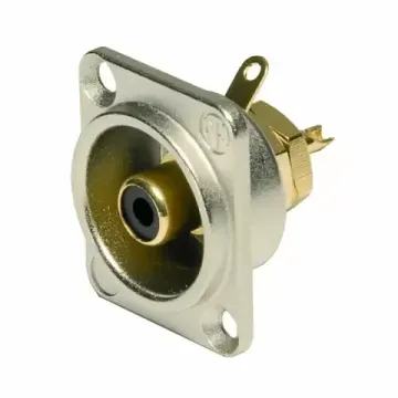 Neutrik NF2D-0 панельный разъем RCA гнездо, тип-D, под пайку провода, черный изолятор