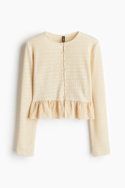 Кардиган с баской из вышитого хлопка - H&M