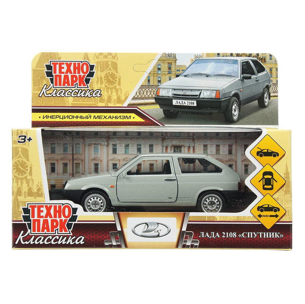 Модель ин. мет. "Lada-2108 Спутник" 12см, двер, баг, серебристый, коробка 2108-12-SR (Технопарк)