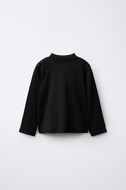 ZARA ОДНОТОННЫЙ ТОП С ВОРОТНИКОМ-СТОЙКОЙ, ЧЕРНЫЙ