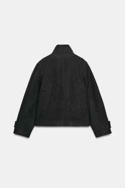 ZARA МЯГКАЯ ДВУБОРТНАЯ КУРТКА, ЧЕРНЫЙ