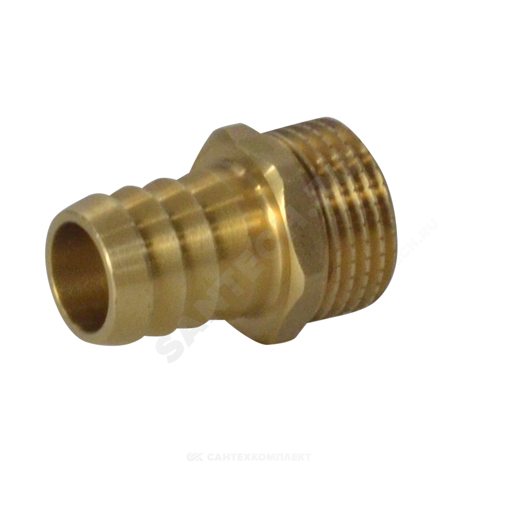 Переходник штуцерный латунь неразъемный для шланга Дн 14х1/2" НР SantechSystems