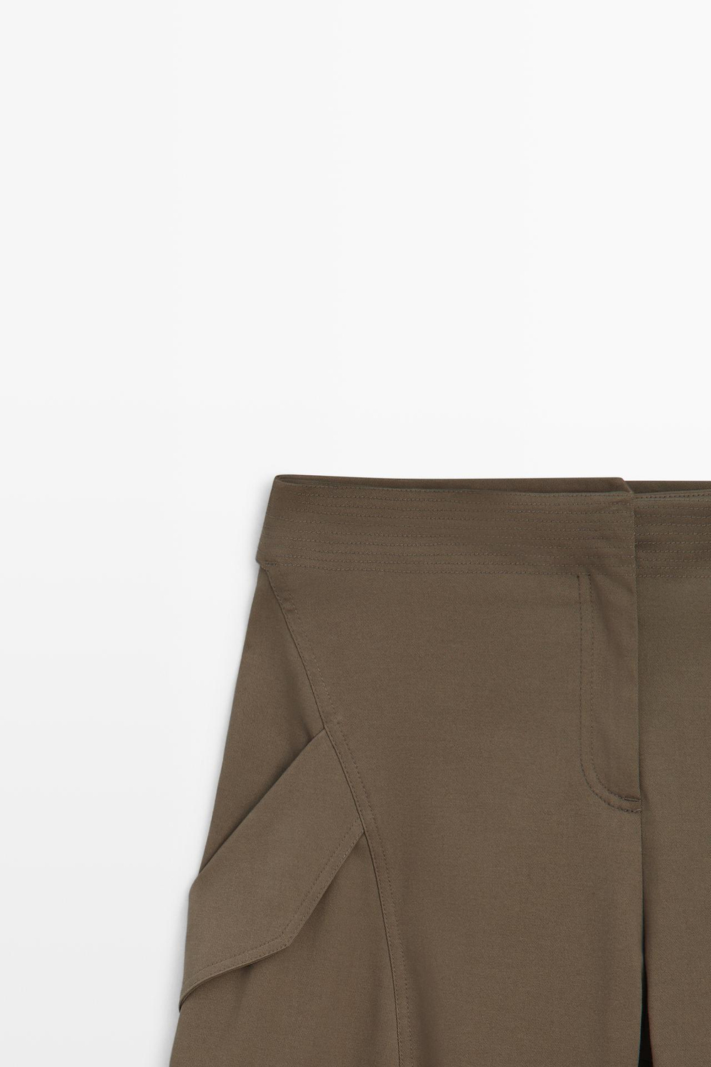 Massimo Dutti Брюки карго из смесового хлопка с деталями на поясе, хаки