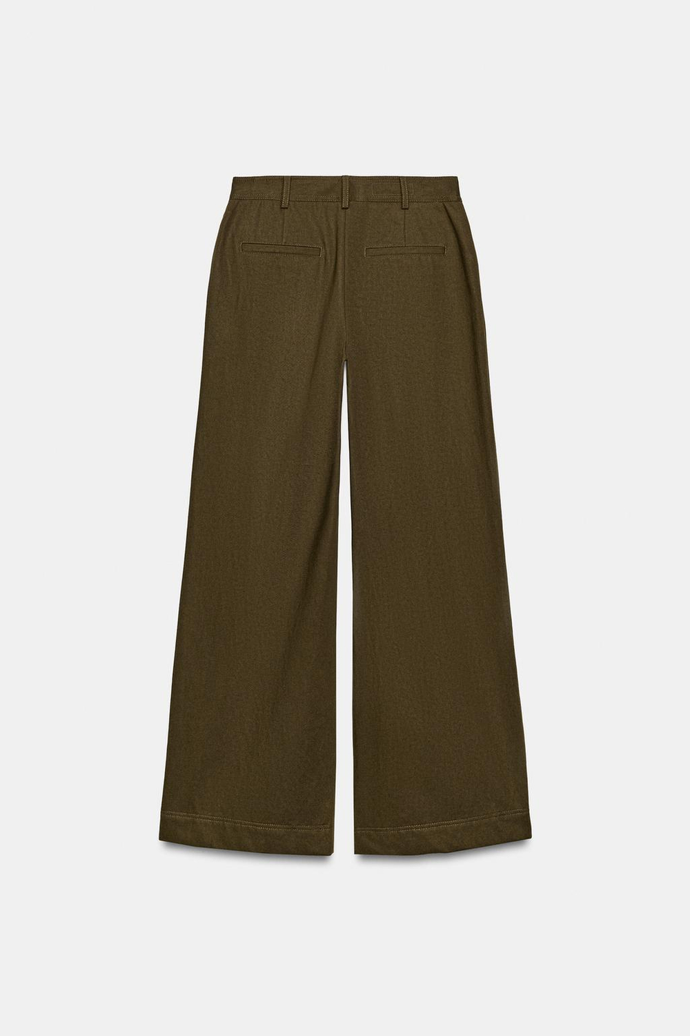 ZARA ШИРОКИЕ БРЮКИ С ЗАЩИПАМИ, ХАКИ
