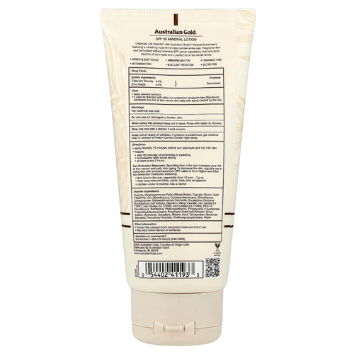 Australian Gold, Mineral Sunscreen Lotion, SPF 50, Vanishing Nude Tint, 5 fl oz (147 ml)