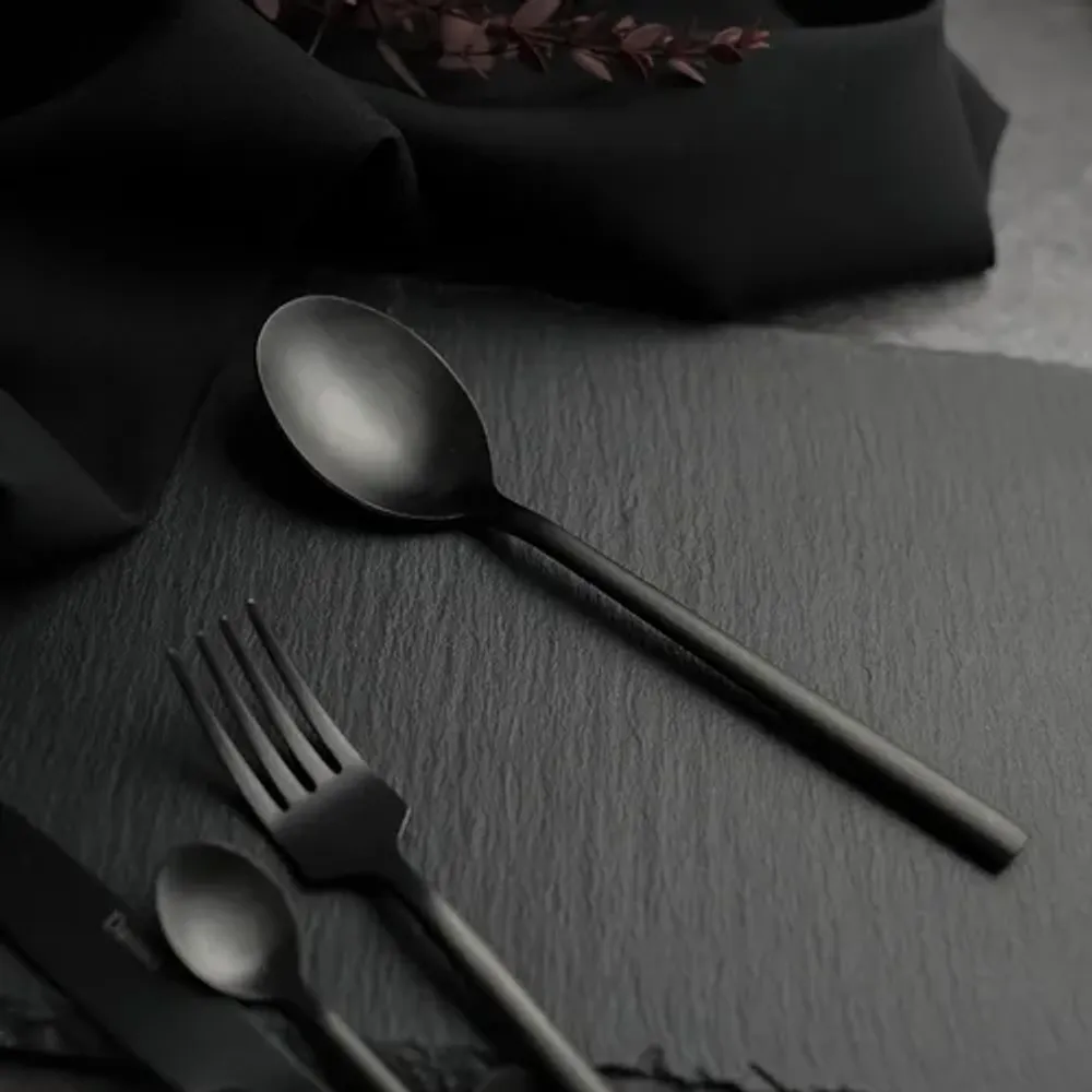 Ложка столовая 19,5 см матовая черный цвет Black Sapporo PVD P.L. - Davinci [12]