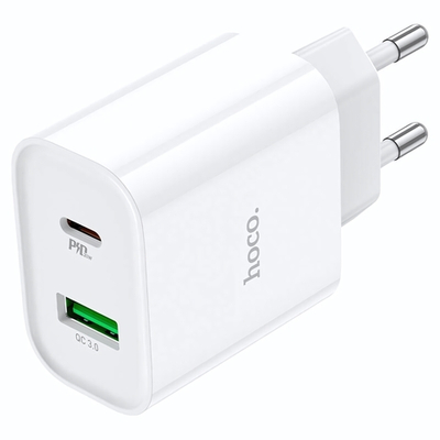 Зарядное устройство HOCO C80A Plus PD20W+QC3.0 3A Type-C+USB White