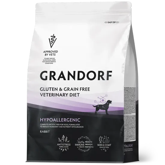 GRANDORF Vet Hypoallergenic Сухой корм диетический для собак с пищевой аллергией или пищевой непереносимостью, с кроликом 3 кг