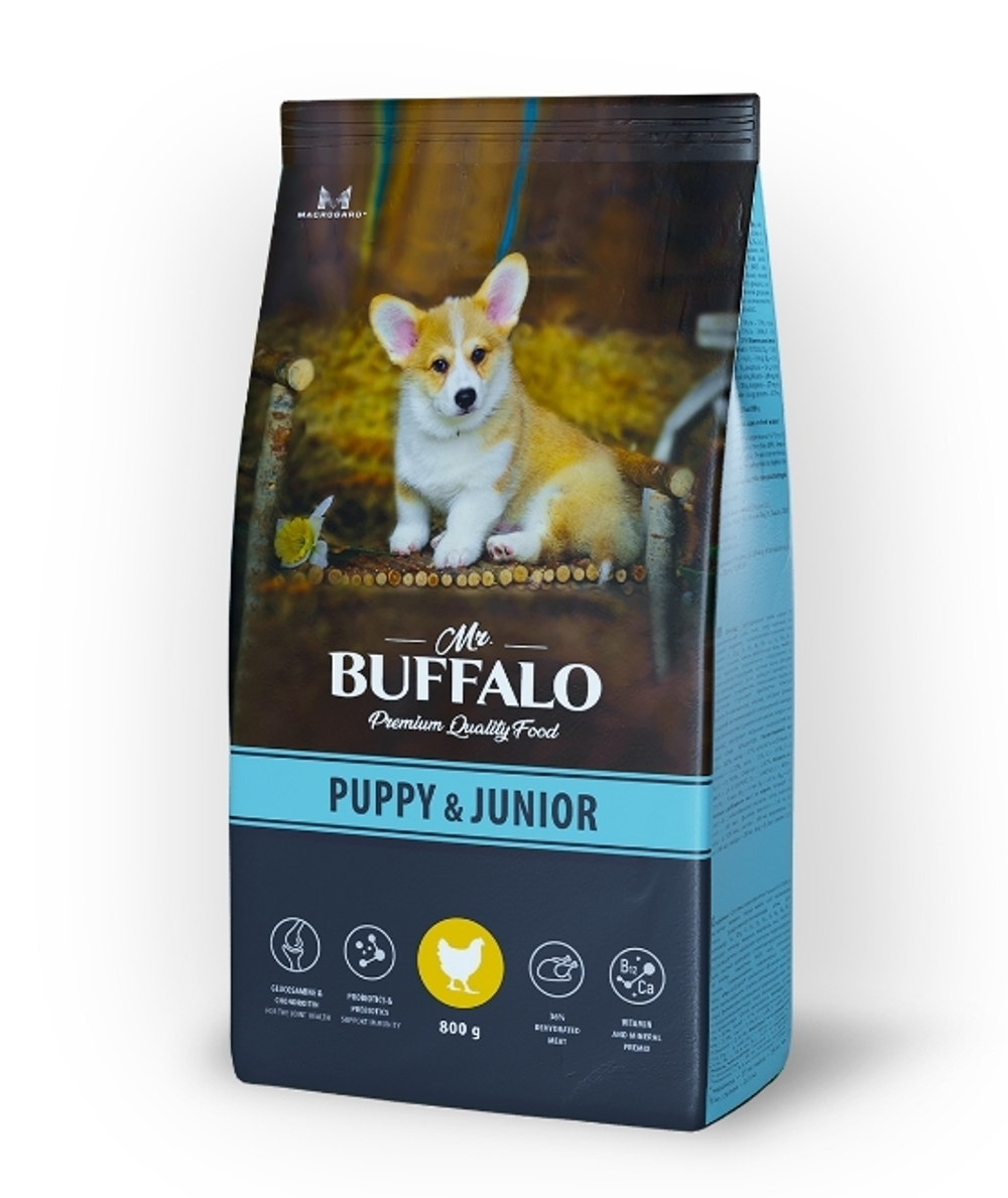 Mr.Buffalo 800г Puppy & Junior Сухой корм для щенков Курица