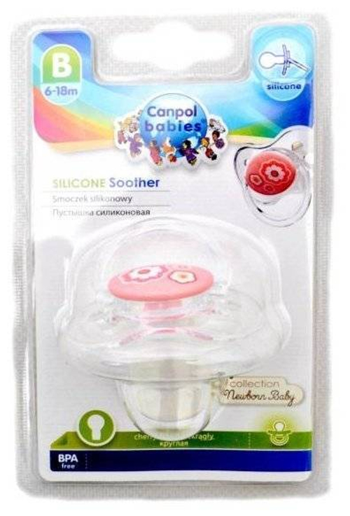 Пустышка круглая силиконовая Canpol Newborn baby 6–18 мес., арт. 22/563 (розовая)