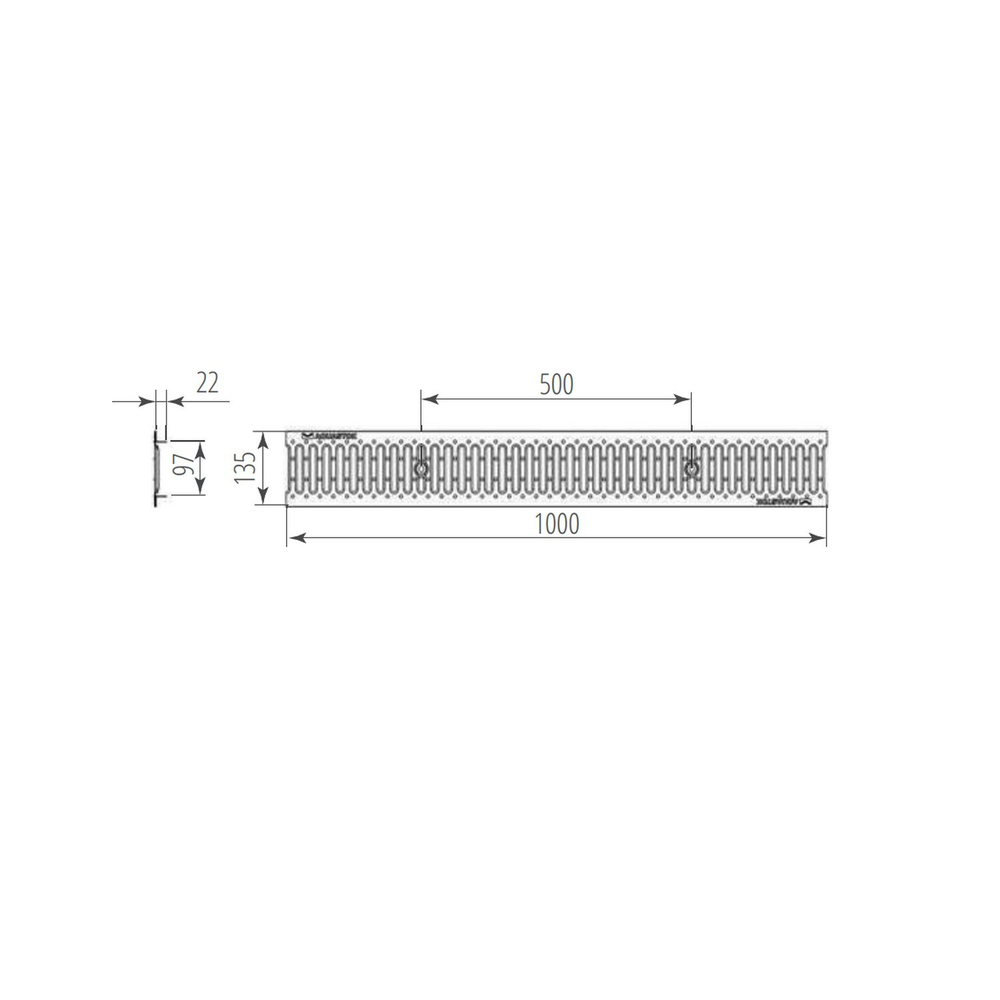 Решетка штампованная оцинкованная Norma DN100 А15 1000*134*22 (31041А)