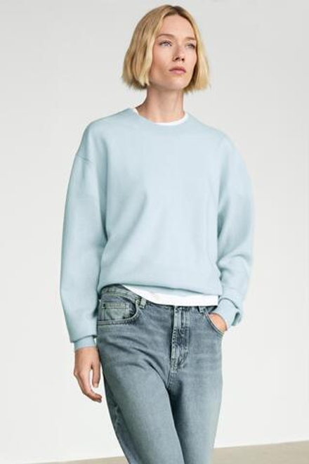 Massimo Dutti Джемпер из 100% кашемира с длинными рукавами, голубой
