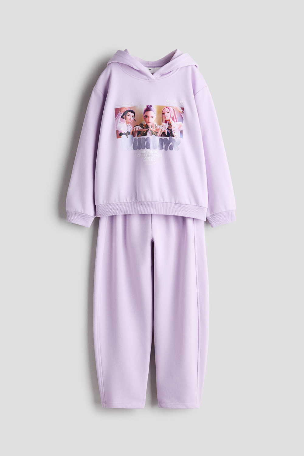 H&M Комплект из толстовки и спортивных брюк с принтом, фиолетовый