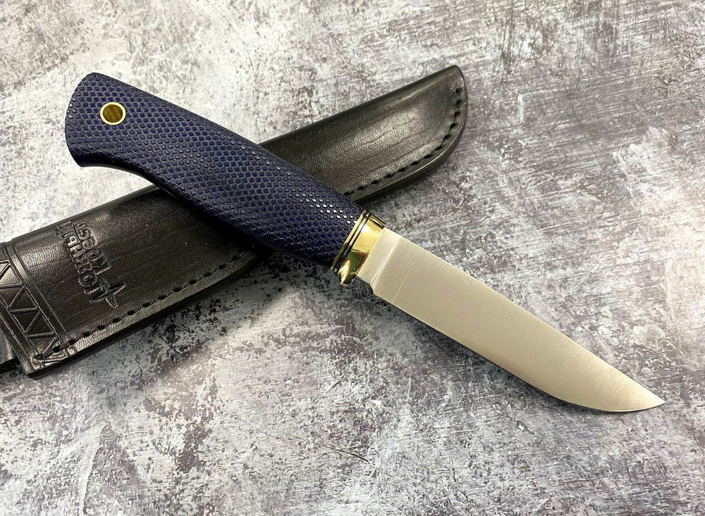 Нож Кузьмич Норт Эксперт, N690, микарта синяя, 349.5256