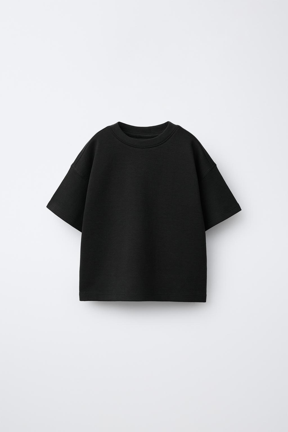 ZARA БАЗОВАЯ ФУТБОЛКА INTERLOCK, ЧЕРНЫЙ