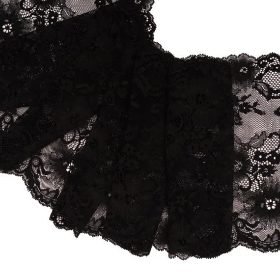 Кружево эластичное черное 20 см