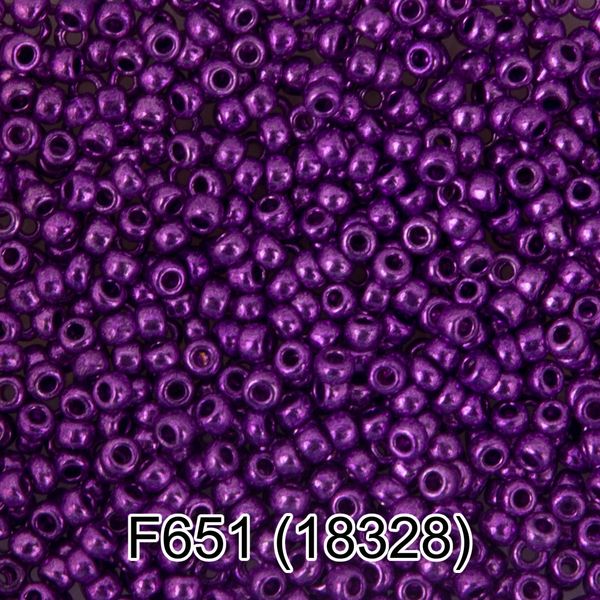Бисер Gamma 10/0 (2.3 мм), 50 г, F651 фиолетовый/металлик, 18328, круглый 6