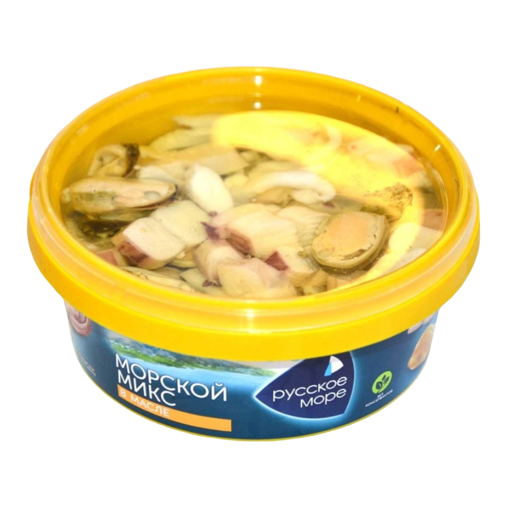 Рыбное кулинарное изделие Коктейль из морепродуктов в растительном масле Морской микс 1/300 полим упак