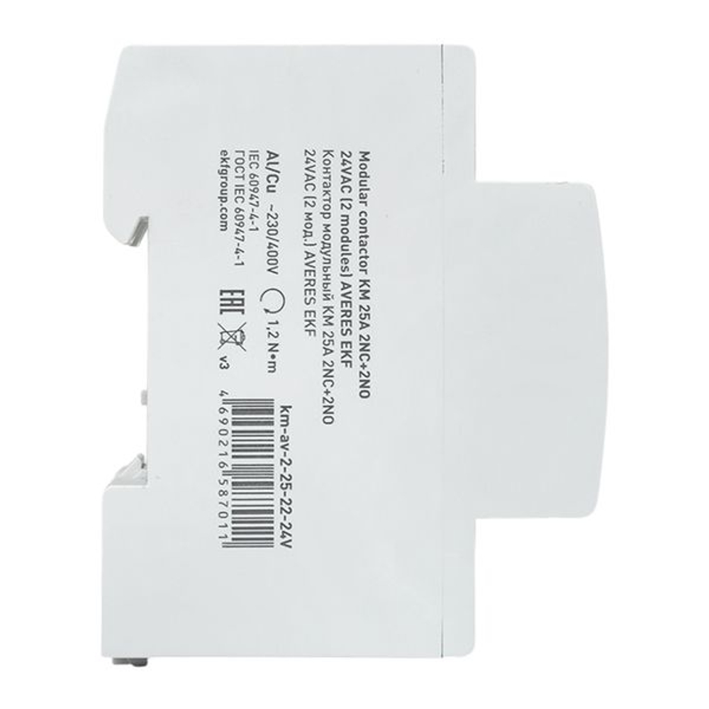 Контактор модульный КМ 25А 2NO+2NC 24В АС (2 мод.) AVERES EKF