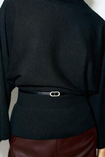 ZARA СВИТЕР ИЗ ТРИКОТАЖА С ПОЯСОМ, ЧЕРНЫЙ