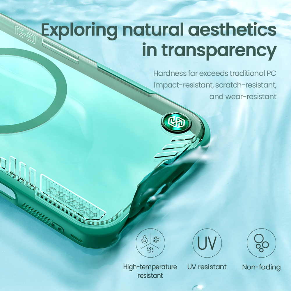Чехол зеленый прозрачный с MagSafe на iPhone 16 Pro, серия Iceblade Prop Magnetic от Nillkin
