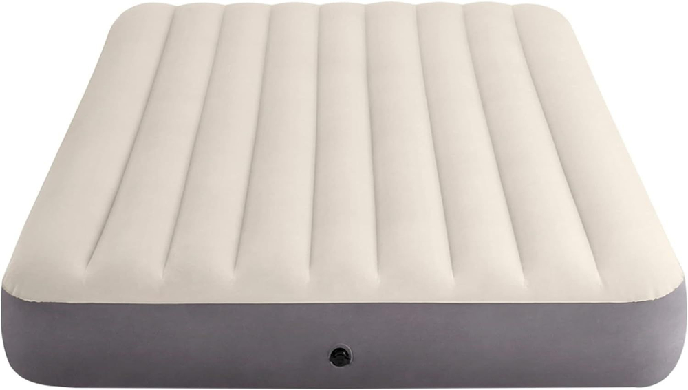 Мaтрас нaдувной Intex 64144 Pillow Rest King 183х203х25 см / Крoвать нaдувная Интeкс двухспальная велюровая королевского размера со встроенным подголовником