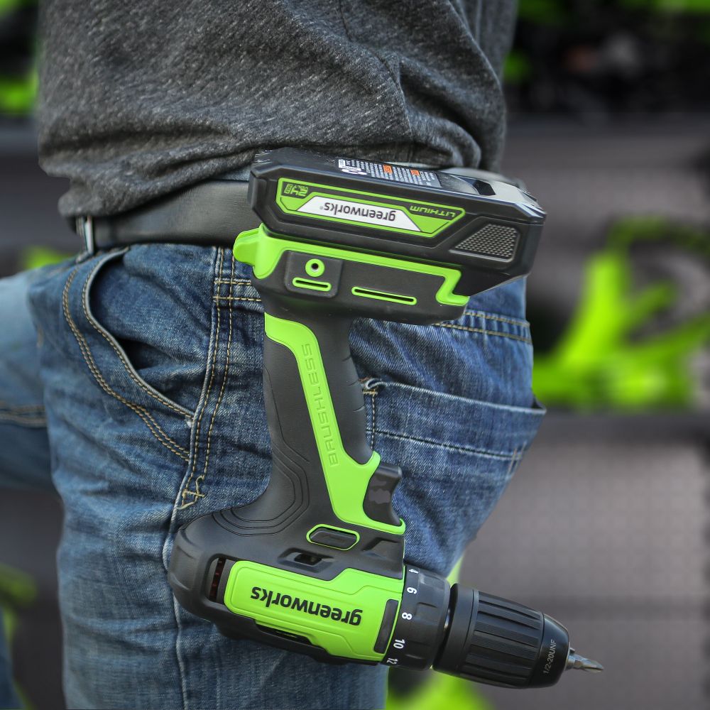 Аккумуляторная ударная дрель шуруповерт Greenworks GD24DD60K2, 3704107UA, 24v, АКБ 2 А·ч и ЗУ в кейсе