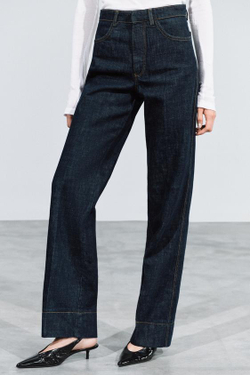 ZARA ДЖИНСЫ FLARE С ВЫСОКОЙ ПОСАДКОЙ — ZW COLLECTION, СИНИЙ