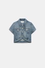 УКОРОЧЕННАЯ ДЖИНСОВАЯ РУБАШКА TRF С АССИМЕТРИЧНЫМ НИЗОМ — ZARA