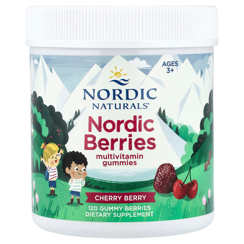 Nordic Naturals, мультивитамины Nordic Berries, для детей от 3 лет, со вкусом вишни и ягод, 120 жевательных таблеток