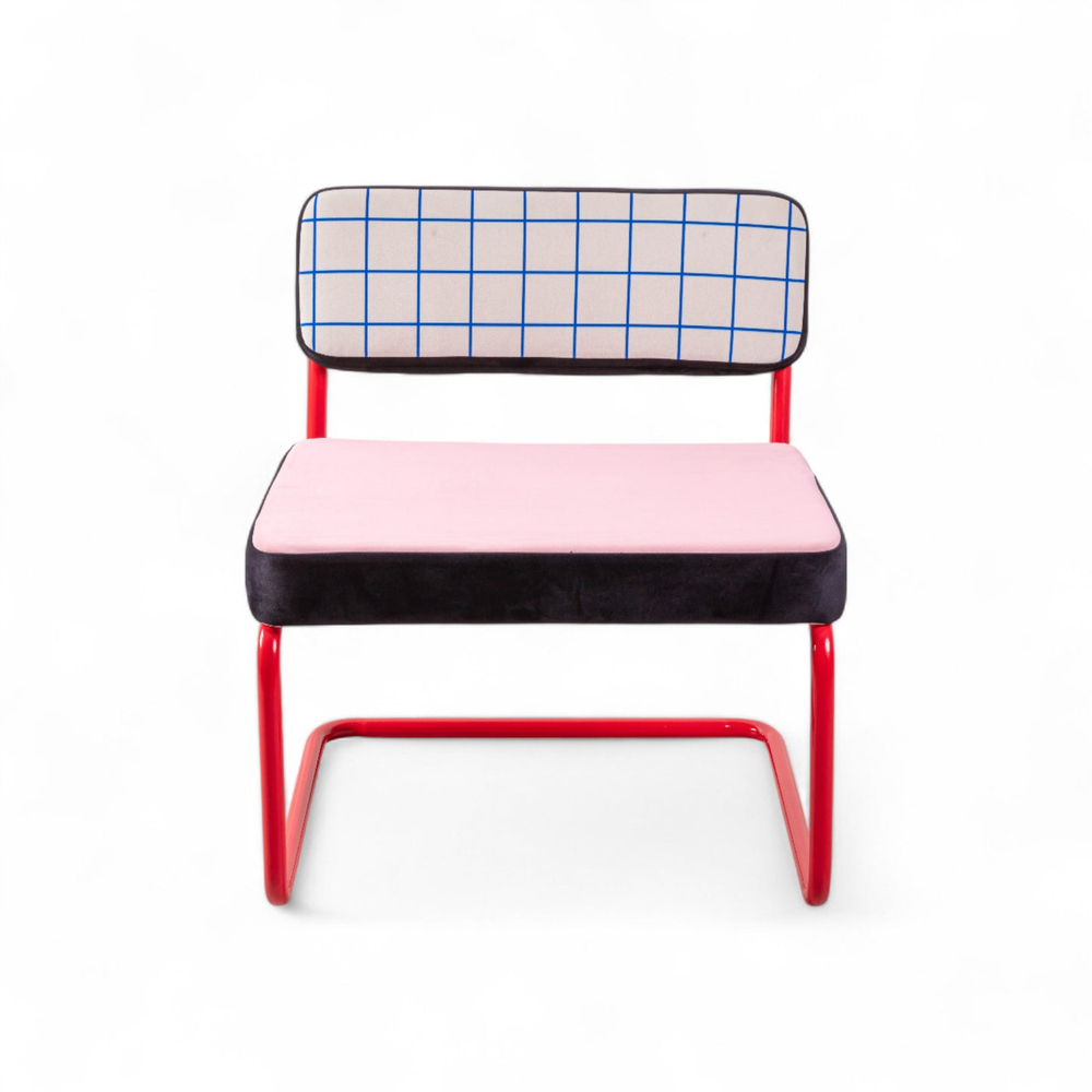 Стул Seletti Superlounge chair Blue Grid, черный, розовый, красный