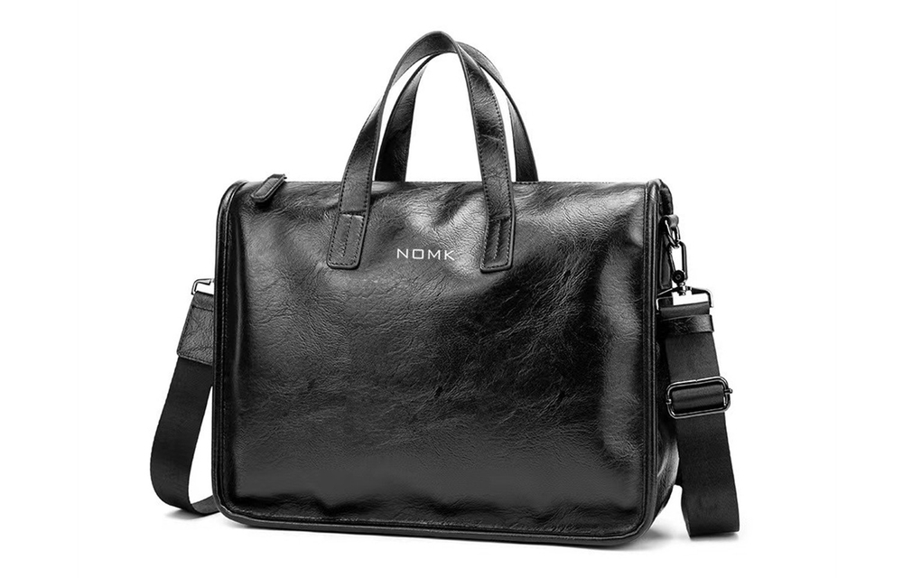 NOMK PU Handbag, Shoulder Bag, Crossbody Bag, Laptop Bag, Briefcase Regular Men"s Black